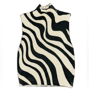 Small green and cream zebra print Zara sweater tank